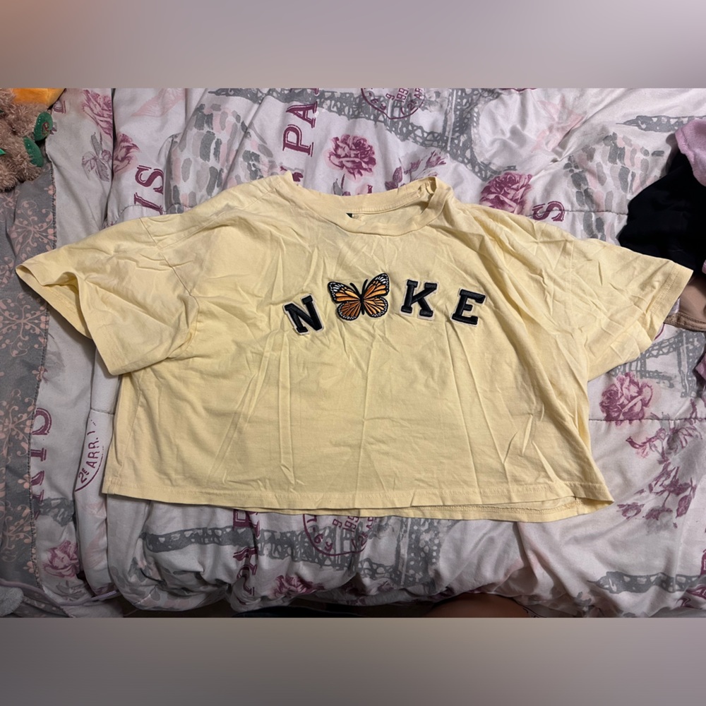 Nike butterfly yellow crop top
